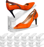Shoe Slots Organizer, 12PCS Adjustable Double Layer Stack Shoe Rack, 50% Space-Saving Storage Rack Holder, Transparent