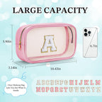 YOOLIFE Travel Toiletry Bag for Women, Pink Clear Makeup Bag Cute Make Up Bag Cosmetic Bags Skin Care Makeup Bag Organizer Birthday Gifts for Women Teacher Mother Girlfriend Initial H