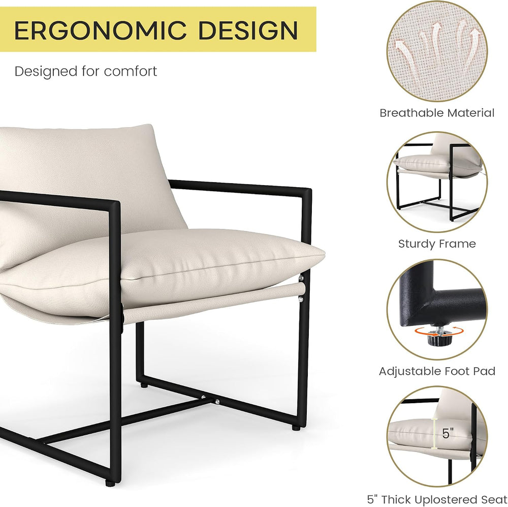 Kromax Sling Accent Chair, Set of 2, Cozy Living Room Chairs, Beige | Cozy Li...