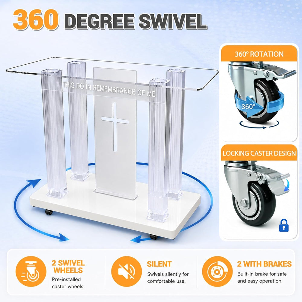 Clear Acrylic Holy Communion Table, Church Altar Table with LED Color Changin...