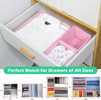 Drawer Clothing Organizer 16-Pack, Pink 3 Sizes Underwear Drawer Dividers, Fabric Folding Wardrobe Organizer for Baby Clothes, Bras, Underwear, Underpants, Belts, Socks, Ties, etc.