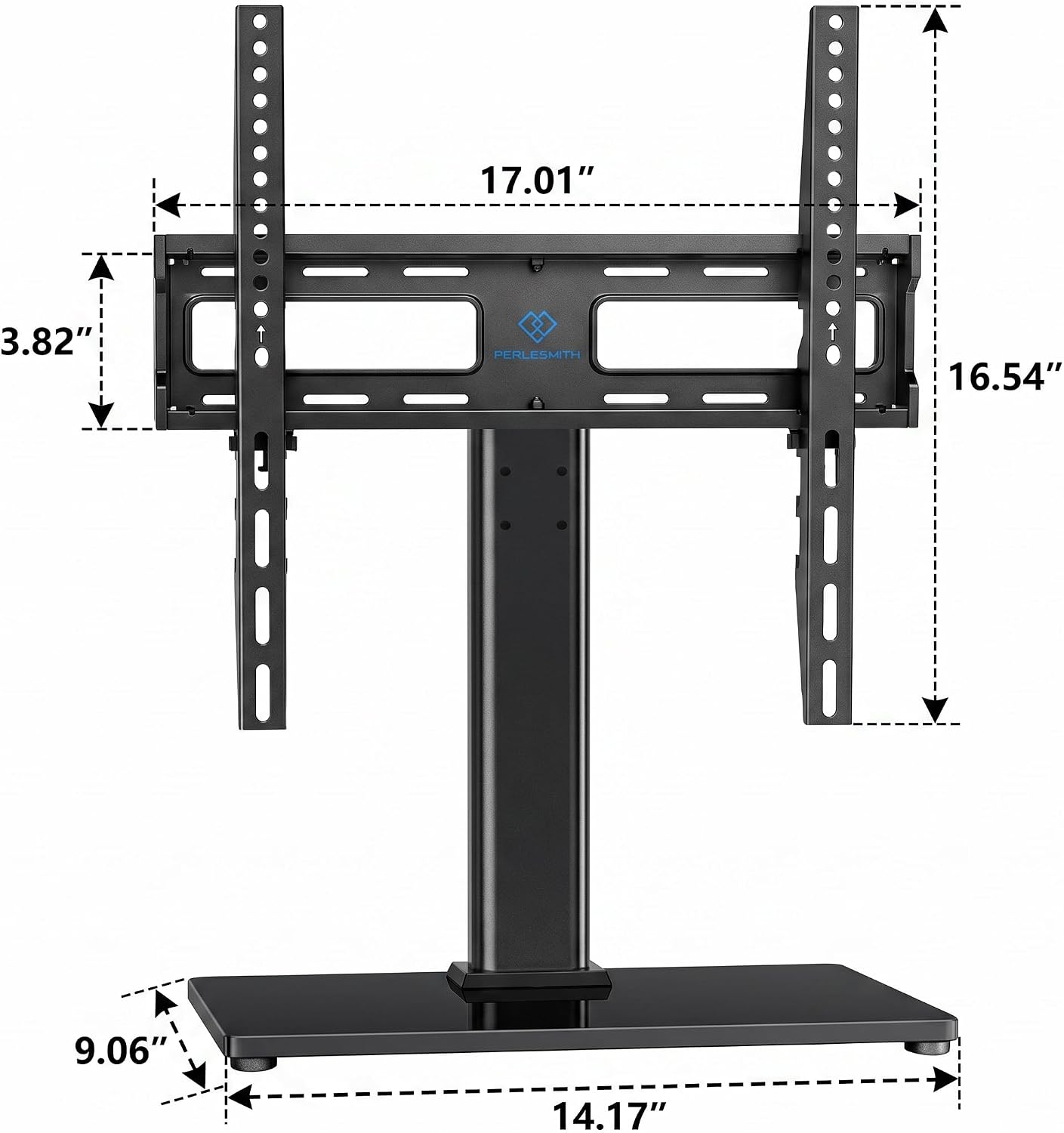 PERLESMITH Universal Swivel TV Stand Legs for 24-60 inch LCD LED TVs, Height Adjustable Television Mount Stand with Tempered Glass Base, Universal VESA Mount 400×400mm, Holds up to 88lbs, PSTVS09