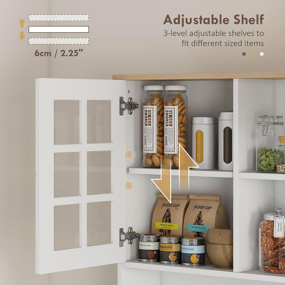 Pantry Cabinet, 72" Freestanding Storage Cabinet with Hutch, Large Count...