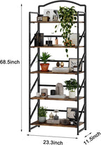 No Assembly Folding Bookshelf for Living Room,Semicircle Collapsible Book Shelf for Home Office, Portable Bookcase Storage Organizer Rack Shelves