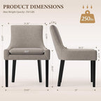 Dining Chairs Set of 2, Upholstered Corduroy Dining Room Chair with Wood Legs, Mid-Back Padded Kitchen Side Chairs for Dining Room, Camel