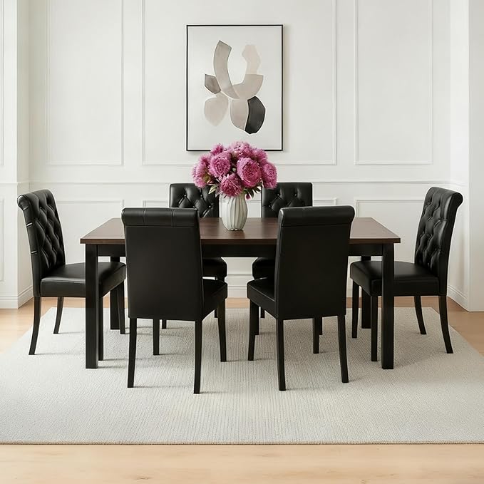 Faux Leather Dining Chairs Set of 8 Upholstered Dining Room Chairs Modern Tuf...