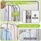 LANDNEOO 2 Pack Clear Garment Bags for Hanging Clothes with Zippers on Double Sides - 10'' Clothes Storage for Coat, Dress, and Fur in Closet - 40'' Long Suit Bags