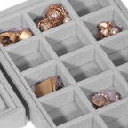 DIOMMELL 12 Pack Stackable Velvet Jewelry Trays Organizer, Jewelry Storage Box Display Trays Showcase Holder Closet Dresser Drawer Organizer for Earring Necklace Bracelet Ring Accessary, Grey