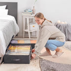 90L Under Bed Storage Containers, Closet Organizers and Storage Bins, Foldable Underbed Storage Bags for Blankets, Towels, Comforter, Sweaters, Linen Sheets, Wrapping Paper (Black, 4 Pack)
