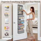 6-Tier Over The Door Organizer, Hanging Storage Organizer with Clear Window, 40lb Ultra Sturdy Large Capacity Room Organizer for Pantry Bathroom Nursery Closet Baby Essential (Grey)