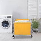Commercial Laundry Cart with Wheels,Folding Laundry Hamper Cart,Heavy Duty Rolling Laundry Basket with Large Capacity,Laundry Sorter Trolley for Home Hotel Apartment (Yellow, 35.43 * 23.62 * 34.65in)