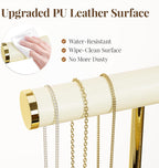 3 Tier Bracelet Holder Display - Beige Leather Bracelet Holder, Detachable T Bar Jewelry Holder Organizer for Bracelet, Necklace, Earrings, Rings, Watches, Bangle