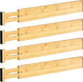 DUCOO 4 PCS Drawer Divider, 17"-22" Adjustable Bamboo Drawer Dividers Organizers, Expandable Separators for Kitchen, Clothes, Dressers, Home, Office