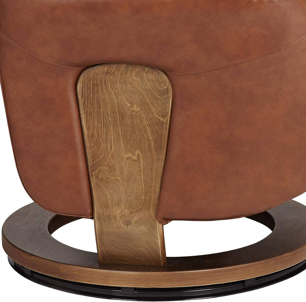 Benchmaster Augusta Brown Swivel Faux Leather Recliner Chair Modern Armchair ...
