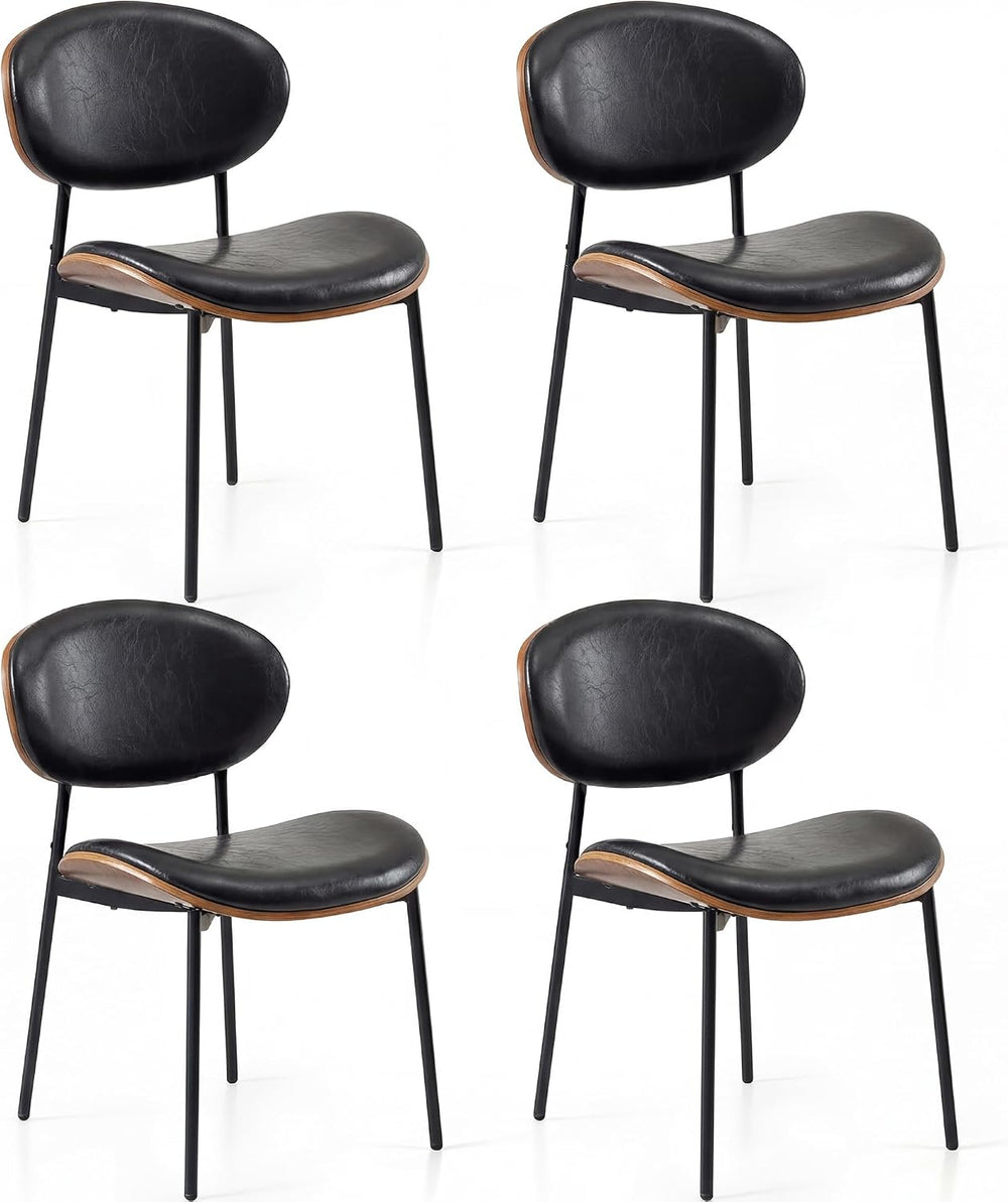 BedsPick Mid-Century Modern Dining Chairs Set of 4, PU Leather Upholstered Di...