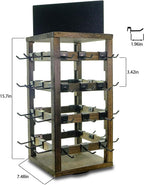 Wooden rotating Jewelry Display Stand with Removable 48 Hooks advertising board, For Earring Cards necklace bracelet Keychain Jewelry Organizer For Selling For vendor events (Dark brown)