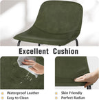 TAVR Counter Height Stools Set of 3, 24 inch Barstools Hold up to 500 lbs | Armless Faux Leather Bar Stools with Sturdy Alloy Steel Legs & Soft Backrest for Kitchen Island, Coffee Shop, Green