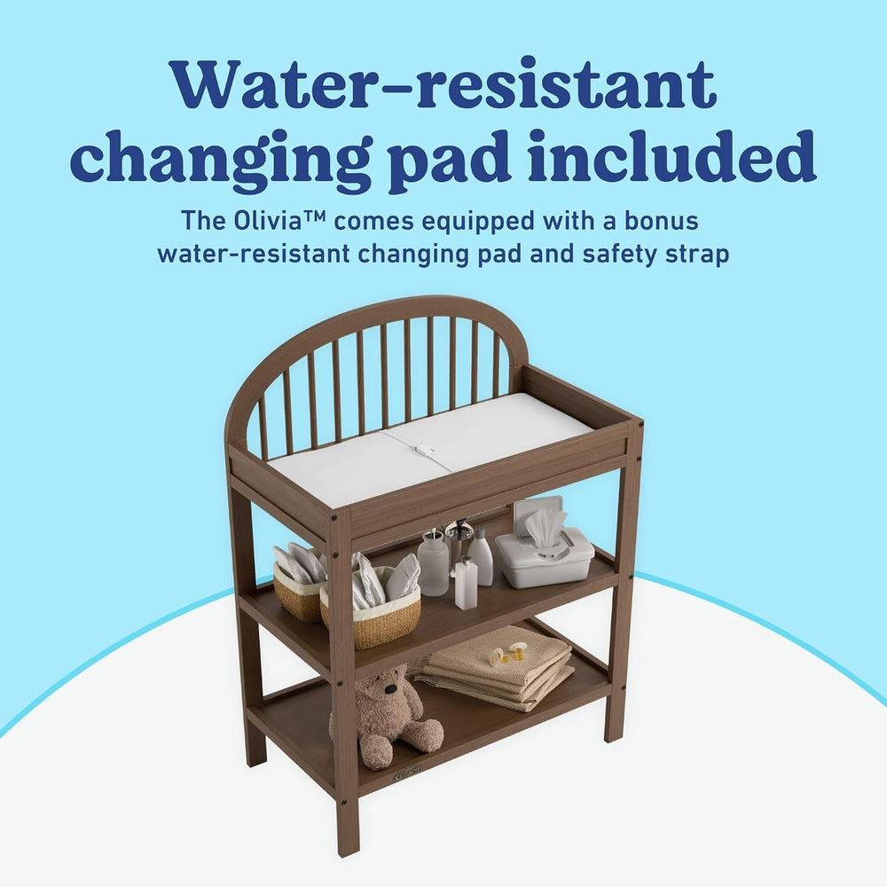 Graco Olivia Changing Table with Water-Resistant Changing Pad, Hazelnut