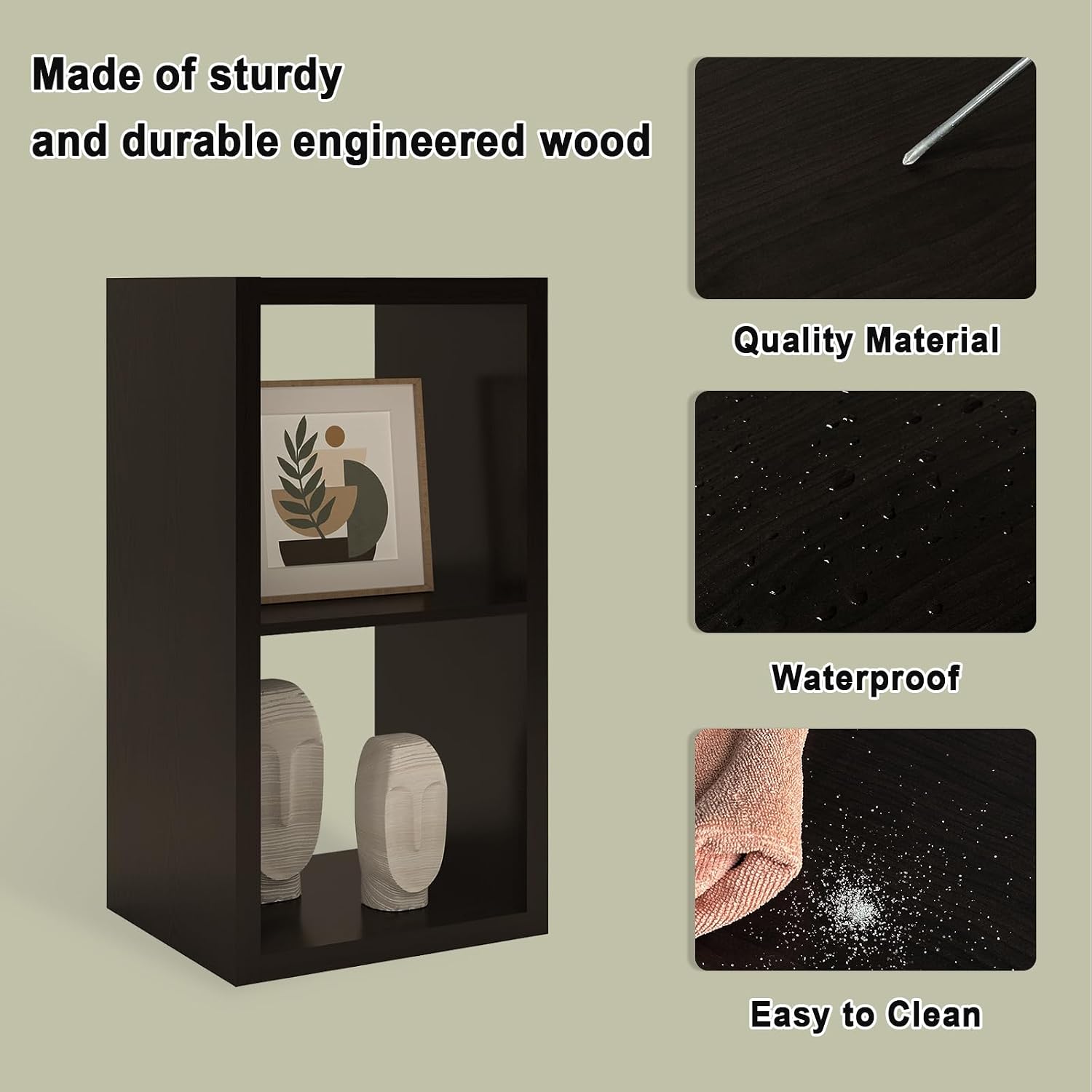 CTESNE【2026 Wooden Thick Frame】 2 Cube Storage Organizer Shelf with Anti-Tipping Kits + Reversible Open Back Bookcase, Horizontal and Vertical Dual-use (Chocolate Color 13in)
