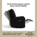 Storkcraft Santos Deluxe Power Recliner Swivel Glider, Black Boucle | Premium Electronic Power Recliner for Nursery, Includes Dual-USB Charging Port with USB-A & USB-C, Glider Rocking Chair