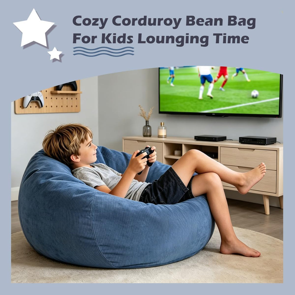 LPMOERA 3FT Memory Foam Filling Bean Bag Chair Blue | Skin-Friendly,Hidden Zi...