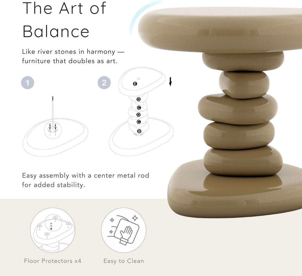 24/7 Shop at Home Kavren Modern 22-inch Oval Glossy Pedestal End Table, Stone...
