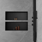 Achelous Stainless Steel Wall Insert Niche - 30" X 12", No Tile Needed, Recessed Shower Shelf Organizer, Matte Black