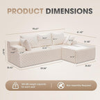 Hobestluk Modular Sectional Sofa Couches L-Shape Couch 3 Seat Modular Sofa Memory Foam Sectional Couches for Living Room, Cloud Couch with Oversized Chaise (96" Right Facing Chaise)