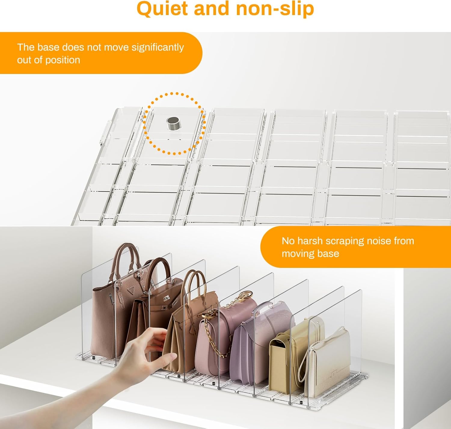 Purse Organizer for Closet Organizers and Storage, Adjustable Clear Shelf Dividers for Purse Organizer, Closet Shelf Storage Suitable for Bookshelf Dividers, Bedroom, Offices(2Set-Small)