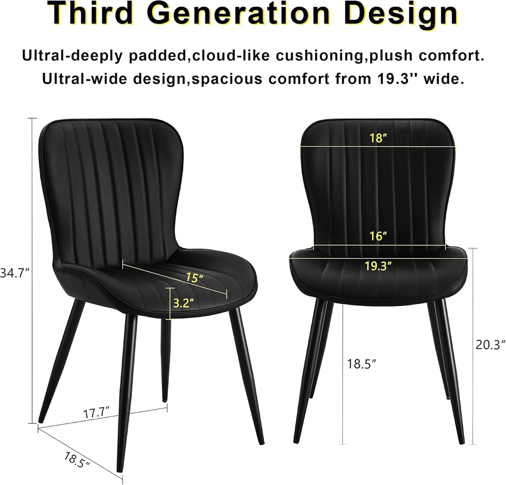 Dining Chairs Set of 6,Black Leather Dining Chair Upholstered,Kitchen Chair,M...