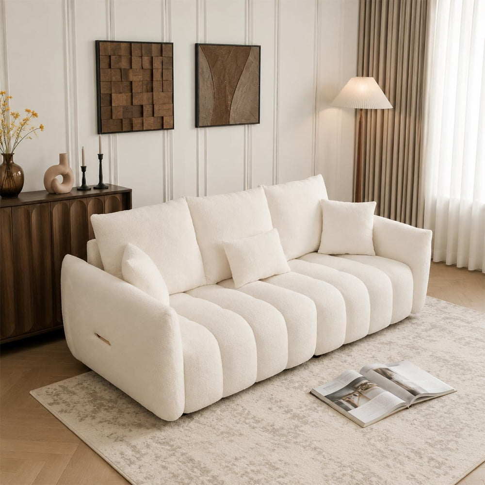 79.5" Boucle Sofas for Living Room, 3-Seater Couch for Apartment, Beige
