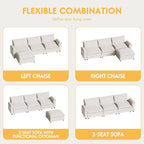 Homall Modular Sectional Sofa, Loveseat Sofa Couch with Reversible Ottoman, DIY Combination Chenille Deep Seat Cloud Couch for Living Room, Apartment (White, L Shaped Sofa)