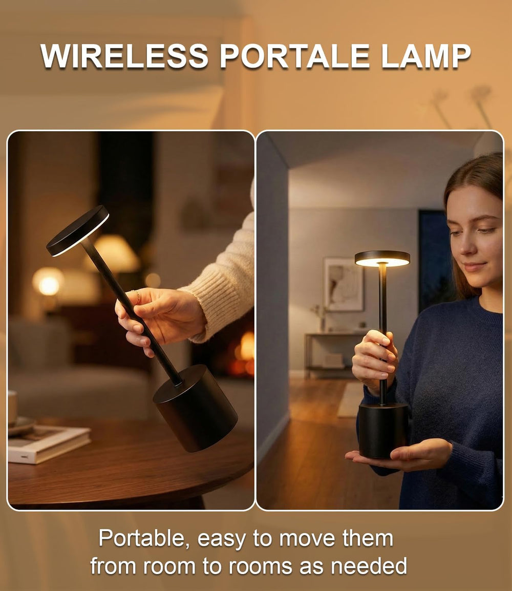 Cordless Table Lamp Set of 2, Rechargeable 5000mAh Battery Operated Outdoor T...