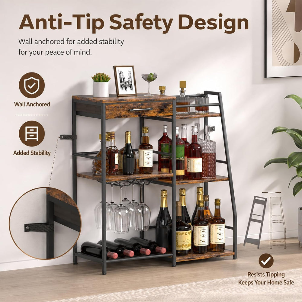 Homde Wine Rack Freestanding Floor: 3-Tier Liquor Bottle Display Stand | Vint...