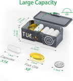 Weekly Pill Organizer 2 Times a Day, 7-Day Large Travel Pill Box 7 Day, Am Pm Twice Daily Pill Case with Removable Compartments, Weekly Vitamin Container for Medicine Supplement (Silver)
