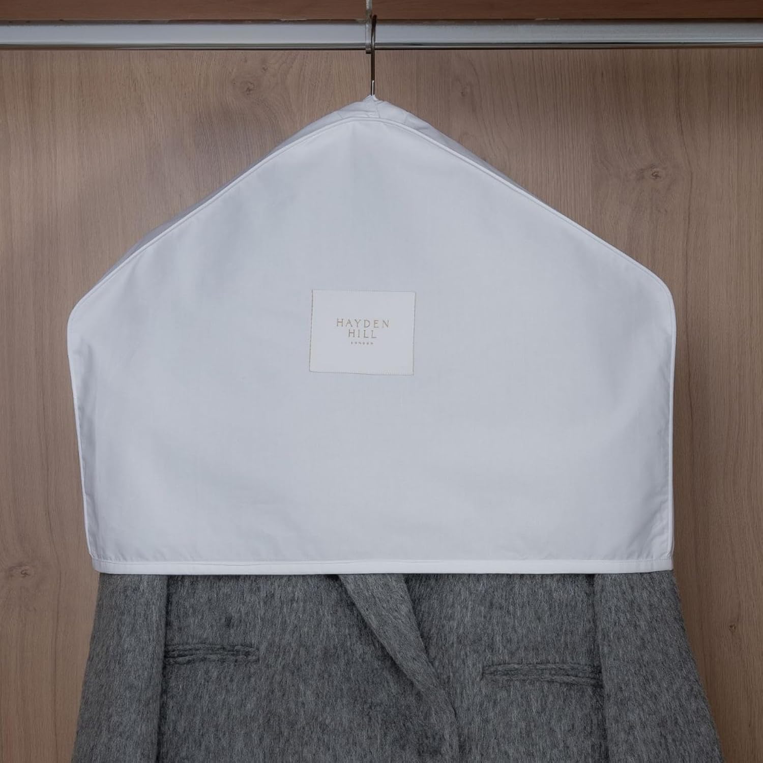 Hayden Hill Organic Cotton Shoulder Covers for Hanging Clothes, Set of 3 | Dust Covers for Jackets, Coats and Dresses, Clothing Shoulder Covers For Closet, Certified Carbon Neutral, White