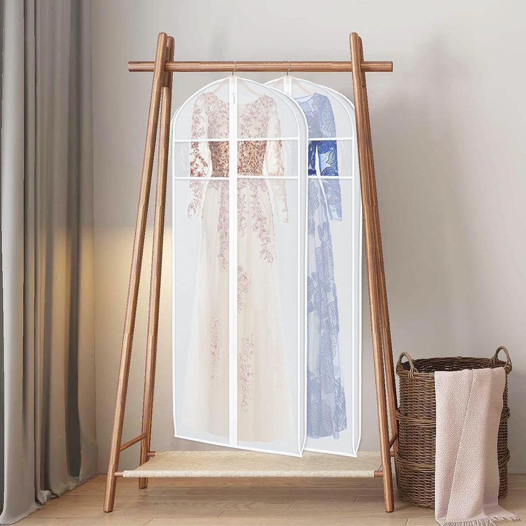 Zilink Dress Garment Bag for Storage Dress Cover Bag for Long Dresses 72 in | 3 in Gusseted, Clear Window, Dress Protector Bag for Long Evening Dresses, Fur Coat, Long Dress, Gown Closet Storage, 2 Pack