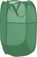 BATTOO Deluxe Strong Mesh Pop up Laundry Hamper Basket with Side Pocket for Laundry Room, Bathroom, Kids Room, College Dorm or Travel Green