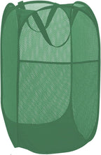 BATTOO Deluxe Strong Mesh Pop up Laundry Hamper Basket with Side Pocket for Laundry Room, Bathroom, Kids Room, College Dorm or Travel Green