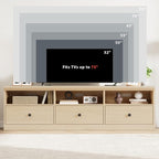 IDEALHOUSE 70in TV Stand for TVs up to 80", Mid Century Modern Entertainment Center with Storage Drawer and Open Shelves, TV Console Media Cabinet for Living Room, Bedroom, Light Oak