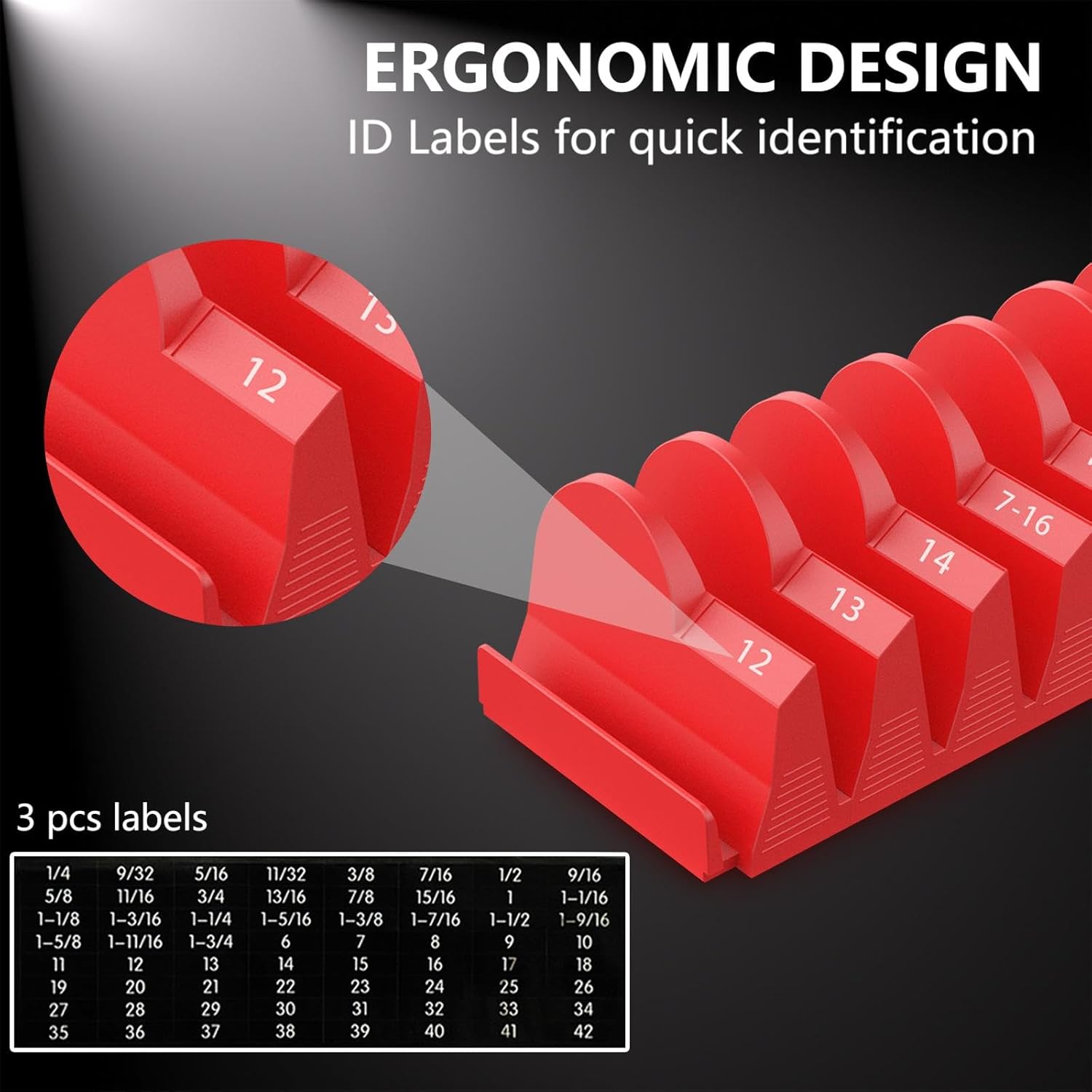80 pcs Modular Wrench Organizers for Tool Drawers - Wrench Rack with Metric & SAE Labels, Perfect Tool Storage Holder. Gift for father, brother and boyfriend (Without magnet)