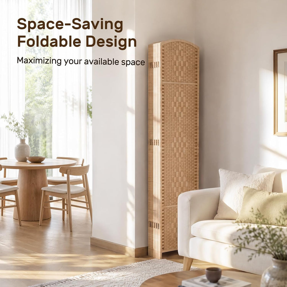 TEAKMAMA Room Divider,Folding Privacy Screen,3 Panel Wall Divider,Natural