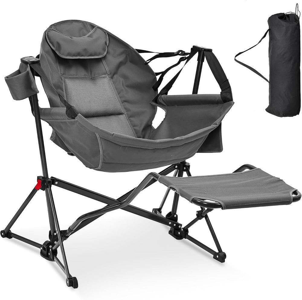 Ainfox Hammock Camping Chair with Footrest, Foldable Portable Rocking Chairs ...