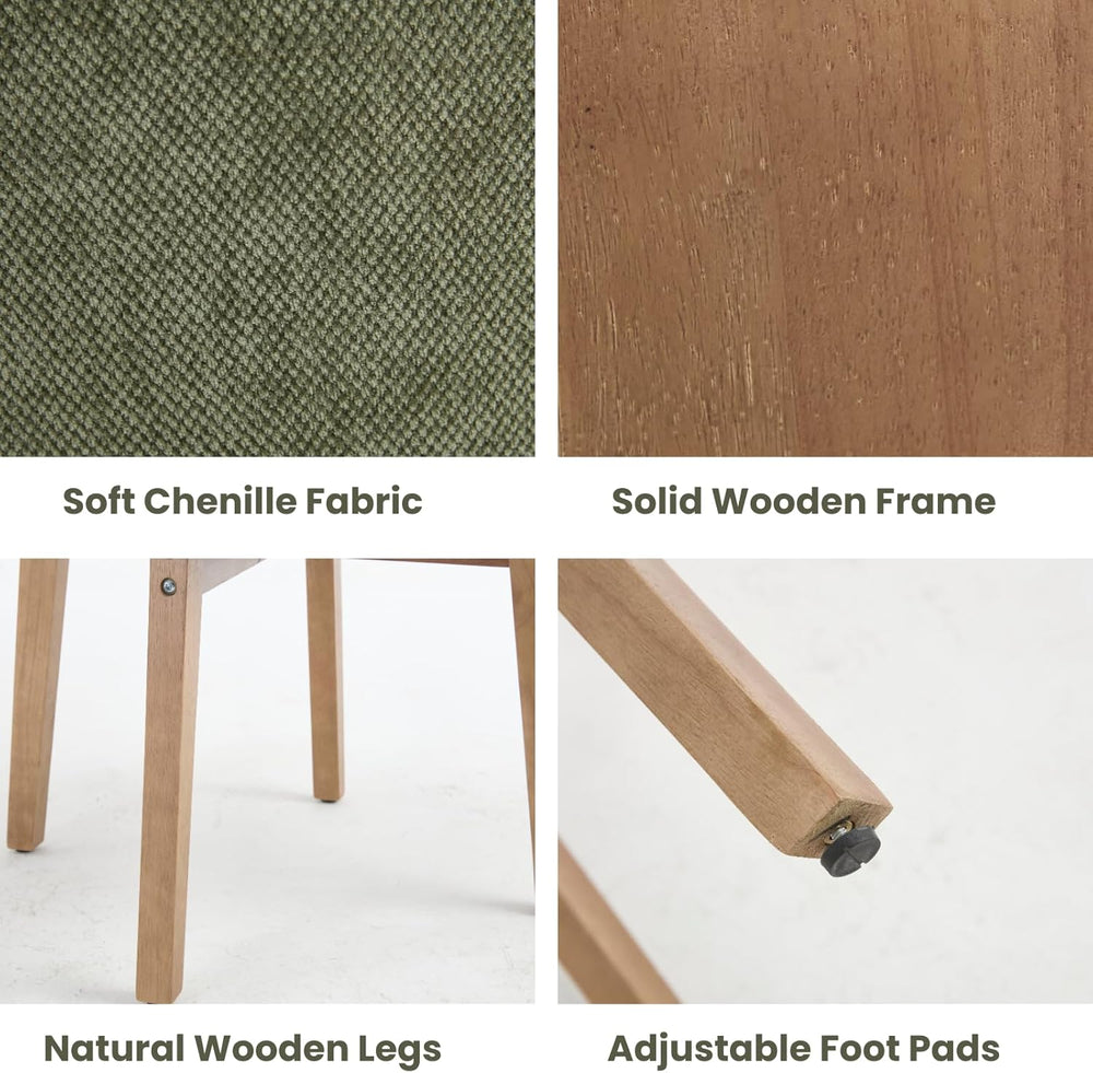 ROCITY Green Dining Chairs Set of 6 Upholstered Dining Room Chairs, Mid Centu...