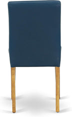 East West Furniture CAAB7-OAK-55 7 Piece Dining Table Set Consist of a Rectangle Dining Room Table and 6 Oasis Blue Faux Leather Upholstered Parson Chairs, 36x60 Inch, Oak
