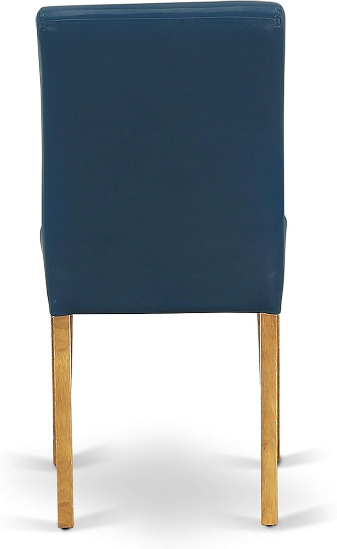 East West Furniture CAAB5-OAK-55 5 Piece Dining Set Includes a Rectangle Dining Room Table and 4 Oasis Blue Faux Leather Upholstered Parson Chairs, 36x60 Inch, Oak