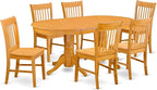 East West Furniture VANO7-OAK-W 7 Piece Dining Set Consist of an Oval Dining Room Table with Butterfly Leaf and 6 Wood Seat Chairs, 40x76 Inch, Oak