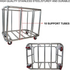 Laundry Cart Commercial Black,11.35 Bushel Large Industrial Rolling Laundry Hamper with 4 Inch Wheels,Household Heavy Duty Laundry Baskets with Stainless Steel Frame, 260 LBS Weight Capacity