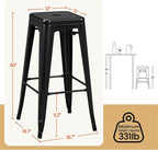 Yaheetech 30 Inch Metal Bar Stools Set of 4, Bar Height Backless Bartools, Industrial Stackable Bar Chairs with Footrest for Kitchen/Dining Room/Bistro/Patio, Black