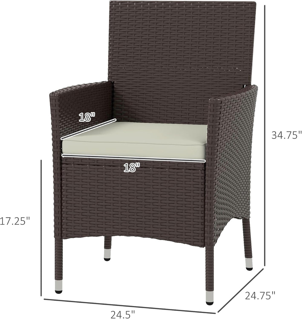 Rattan Dining Chairs, 2 PCS Patio Wicker Chairs Set with Cushions and Anti-Sl...